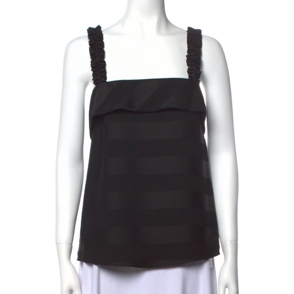 REBECCA VALLANCE Dolores Striped Satin Camisole Bias Straight Neck Ruffle Sz XS - Picture 10 of 12